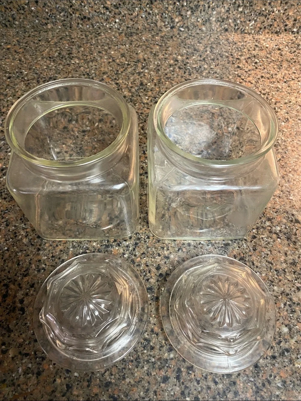 Anchor Hocking Clear Glass Square Pantry Jars with Decorative Lids - Set of 2